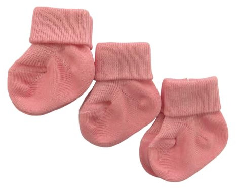 Bel Piccino Calzini Neonato in 100% Cotone Caldo. 3 paia di Calze bimbo 0-12 mesi Made in Italy. (IT, Età, 0 mesi, 3 mesi, Rosa Antico)