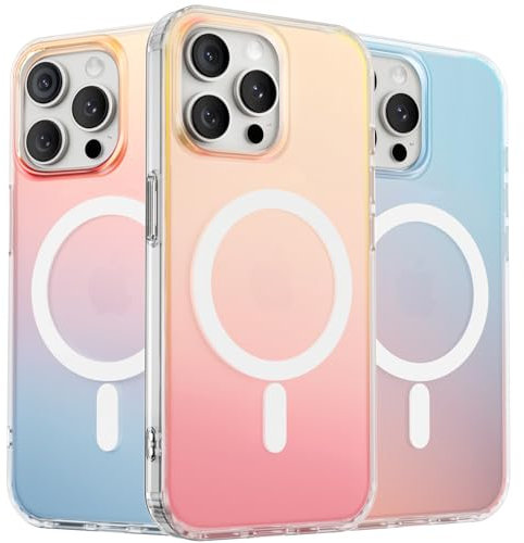ORNARTO Compatible with iPhone 15 Pro Max for MagSafe Case,Shockproof Protective Rainbow Case,Wireless Charging Magnetic Phone Cases Cover 6.7 inch-Sunset