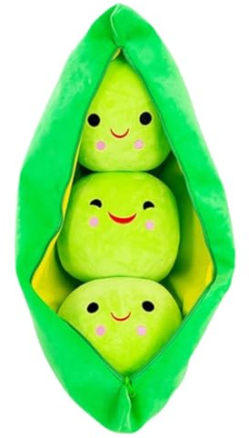 Plüschtier Erbsenschote Puppe Stofftier Kissen Kuscheltier Erbsenschote, zum Spielen und Kuscheln, Weiches Schmusetier für Mädchen, Jungen, Babys (25 cm,Grüne Bohnen)
