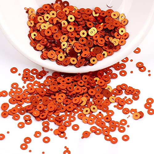 Anevous 8000 Stück Pailletten Basteln, Lose Glänzende Pailletten, Glitzer Pailletten zum Aufnähen Auffädeln für DIY Nähen Kunsthandwerk Herstellung, Hochzeit Dekorative,Orange 2mm