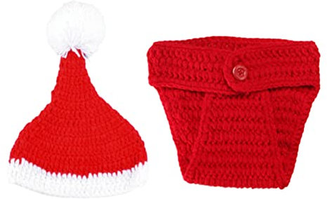 COLLBATH 2stücke Gestricktes Foto Outfit Für Weihnachten Set Mit Kleidung Für Neugeborenen-Fotografie Weich Sicher Und Elegant Für Besondere Anlässe