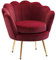 HOMCOM Poltrona a Conchiglia, Poltroncina Vintage, Poltroncina da Camera e Salotto, Design Elegante, con Schienale Alto, 76x67x74cm, Rosso Scuro