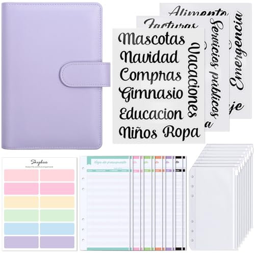 SKYDUE Budget Planner, Budget Binder Con Sfida Risparmia Soldi Sfida Risparmia Soldi Buste, Risparmio Di Soldi Notebook, Budget Planner Spagnolo(Viola)