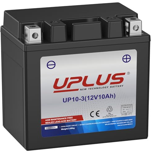 UPLUS Motorcycle Battery YB10L-A2 12V 10Ah Maintenance Free SLA Powersport Batteries Replacement for ATVs, Personal Watercraft,Snowmobiles UP10-3