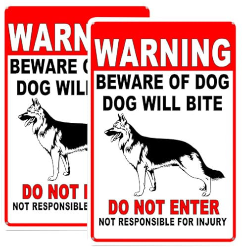 Beware of Dog Signs, 2 PCS, 7.87 x 11.81, Rust-Weatherproof, Outdoor Gate and Fence