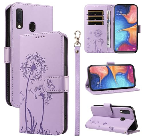 Bravoday Handyhülle für Samsung Galaxy A20e Hülle, Premium PU Lederhülle Klappbar Tasche Klapphülle mit Magnet Kartenfach Standfunktion Schutzhülle für Galaxy A20e, Violett