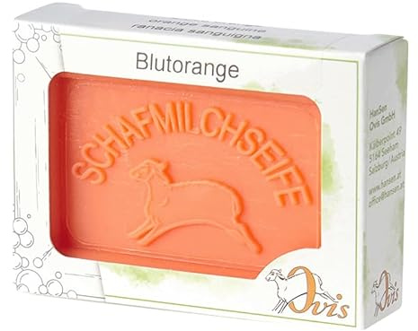 luterna Ovis Schafmilchseife Blutorange, 100% Bio, für die tägliche Dusche, eckig, 100 g, verpackt