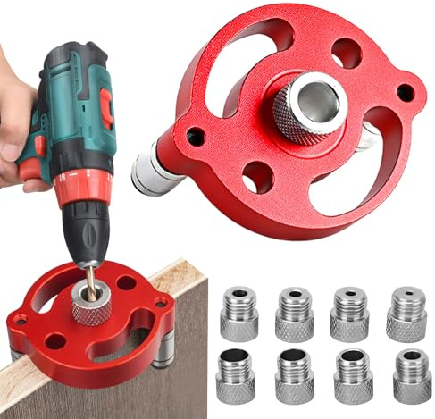 Woodworking Center Finder Kit, Drill Guide for Vertical Hole Drilling with 3/4/5/6/7/8/9/10mm Drill Bushings, Drill Jig Kit for Carpenter,Wood Working Tools and Equipment for Crafts DIY