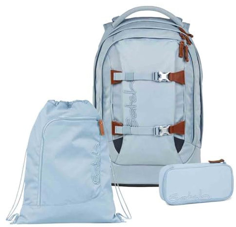 Satch Pack Nordic Skandi Edition Schulrucksack Set 3tlg. inkl. Schlamperbox und Sportbeutel (Nordic Ice Blue)