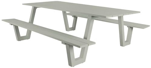 osoltus Picknick Gartentisch Bank Aluminium Naples II warmgrey 180x190x70cm | robust - modernes Design - wetterfest