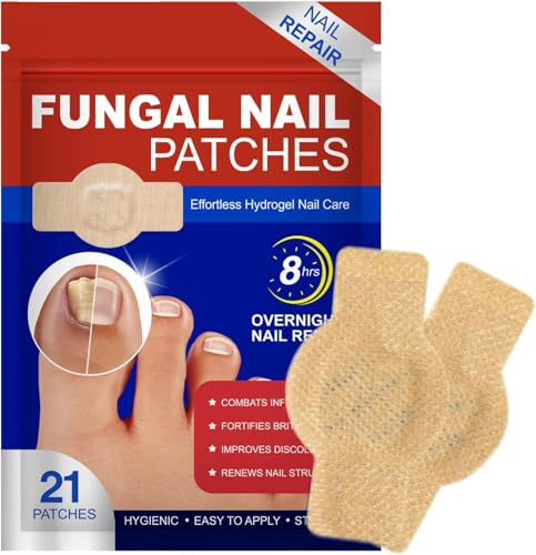 Fungal Nail Patches – 21 Pcs Multi-Purpose Toenail Repair Pads, Nail Care Support for Improving the Appearance of Damaged or Discoloured Nails