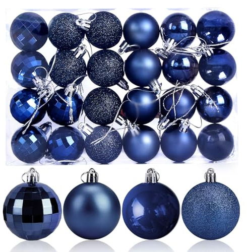 24 Stück Weihnachtskugeln 4cm Weihnachtsbaum Marineblau, Christbaumkugeln Kunststoff Bruchsicher Bruchsicher Weihnachtsbaumkugeln Christbaumschmuck Christbaumkugeln für Festival Dekorationen