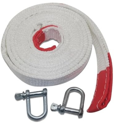 TILIEINE Corde de remorquage Manille Souple Câble métallique en Acier de 4m, 3 tonnes, Crochet de remorque réfléchissant, en Nylon, 4 mètres, 10 tonnes, Accessoires de Camping-Car(White 4m 10 Tons)