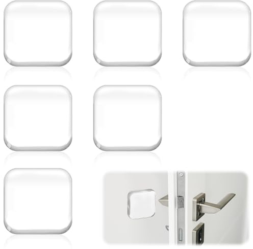 6 Pcs Clear Door Stoppers for Wall, Thickened Square Bumper Guards Clear Wall Protector Self-Adhesive Door Handle Protector for Home Office