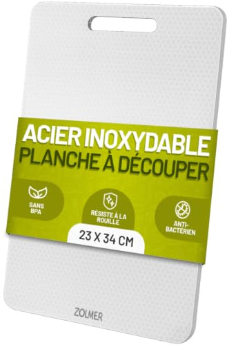 Tagliere in Acciaio Inox senza Plastica Leggero 34x23cm Motivo Antigraffio