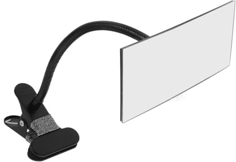 LIGIGWASH Clip-on Convex Computer Rear View Mirror with Frame for Office Desk, Adjustable Cubicle Monitor Safety Mirror in Black, Wide Angle Pc Screen Back Viewing Accessory for Workplace Surveillance
