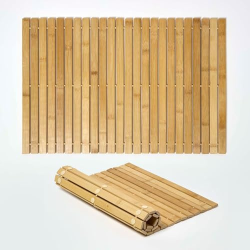 HOMESCAPES Premium Bamboo Bath Mat, Thick Large & Durable Shower Mats for Inside Shower, Sturdy Duckboard for Bathroom, Spa, Toilet, Kitchen, Home & Garden Indoor Outdoor Use