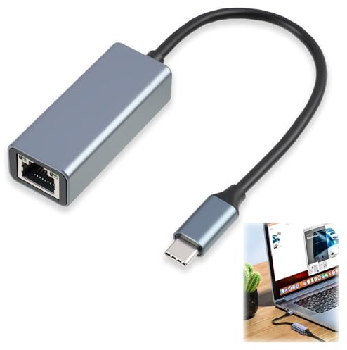 USB C auf Ethernet Adapter 1000 Mbps, Thunderbolt USB C zu LAN Adapter Netzwerkadapter RJ45, Plug & Play für iPhone 17 16, iPad Pro Air, MacBook Pro Air, Galaxy S25 S24 S23, Steam (Grau)