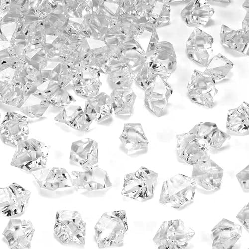 wuyukeji Falsche Crushed Ice Rocks,500G Acryl Deko Diamanten,Acryl Kristallsteine,Klar Farbige Steine für Befüllen von Dekovasen und zum Basteln(Transparent)