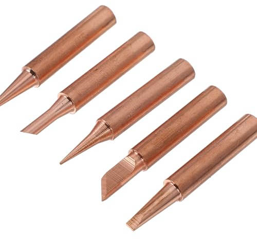 FONDOTIN 5 pezzi Punte Ricambio per Saldatore in Rame Lucido Resistenza Usura e Alta Conducibilità Termica per Saldatura di Precisione e Uso Professionale Facile Installazione e Versatile