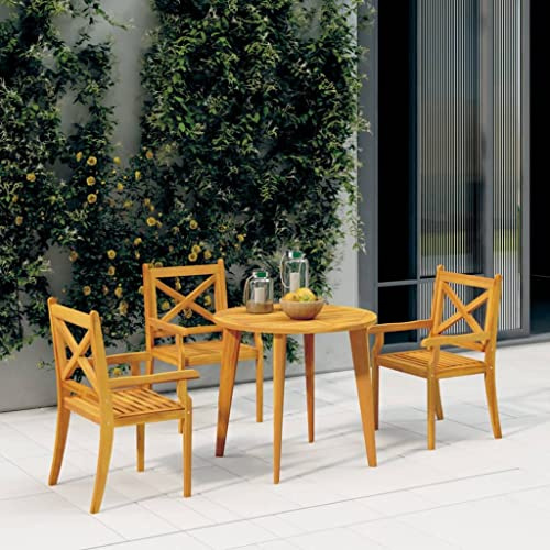 KTHLBRH Esszimmerstühle für den Garten, aus massivem Akazienholz, mit Armlehnen und Kreuzlehne, elegantes Design für Terrasse, Hof, Stühle im Freien