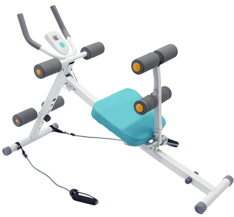 Bauchmuskeltrainer Bauchtrainer 2 in 1, Verstellbare Sit-Up-Bank 120 kg Tragfähigkeit, Faltbarer Taillentrainer mit LCD-Monitor für Anfänger