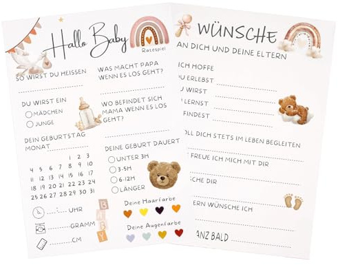 NISENTIA 20 tarjetas para fiestas de bebés, fiestas de bebé, para rellenar, decoración de fiesta de género, baby shower, decoración para fiestas de bebés, fiestas de bebés, fiestas de bebés