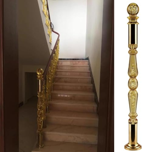 Treppengeländer-Terrassenbaluster, Transparente Kristall-Endpfosten Mit Kugeln, Acryl-Treppenspindeln Mit Goldener Metallhalterung Und Sockel Für Balkone Und Flure (Spind,Newel Post H 125cm/49.2in