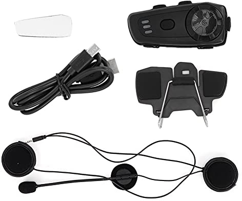 Klanata Interfono per casco moto M6 Auricolare Bluetooth 5.0 senza fili per moto Interfono Full Duplex per 2 persone in tempo reale con chip QCOM Cuffie stereo HD ad alta Impermeabile