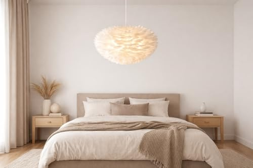BOURGH Viola Nordische Federlampe Pendelleuchte 50cm Federpendelleuchte E27, Deckenleuchte Hängelampe, ideal für Wohnzimmer Schlafzimmer und als Dekoration, incl Leuchtmittel
