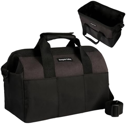 Tool Bag Organizer for Electrician, Mechanic, Carpenter(Black,13Inch) | Waterproof Oxford Tote with Reinforced PE Bottom, Multi Outer Pockets & Adjustable Shoulder Strap for Job Site Storage