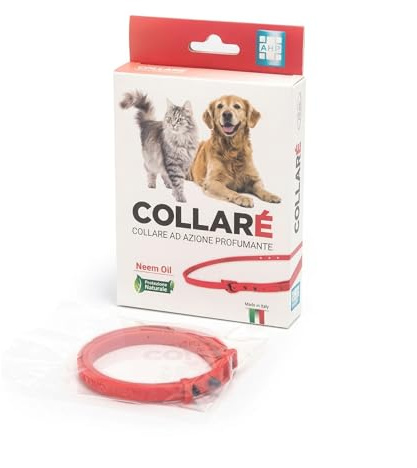 Collare Repellente e Profumante per Cani e Gatti, in Gomma Termoplastica, con Olio di Neem e Oli Essenziali, 4 Fragranze, Ipoallergenico (Fiorita)