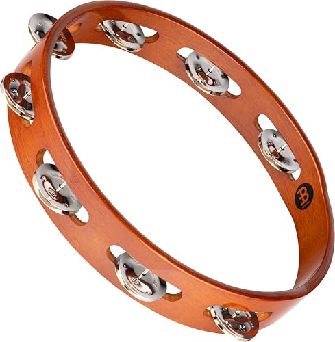 Meinl Tambourine with Steel Jingles, Single Row - NOT MADE IN CHINA - African Brown, 2-YEAR WARRANTY (TA1AB)