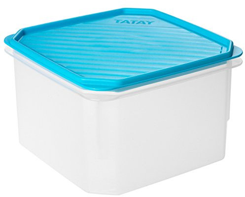 Tatay Fiambrera de Alimentos, Hermética, Tapa Flexible a Presión, Libre de BPA, Apto Microondas y Lavavajillas, Color Azul. Medidas: 18.5 x 18.5 x 12.2 cm, 2.9L de Capacidad