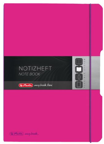 Herlitz 11361474 Notizheft (A4, PP-Wechselcover mit Verschlußgummi, 80g/m²) 80 Blatt pink