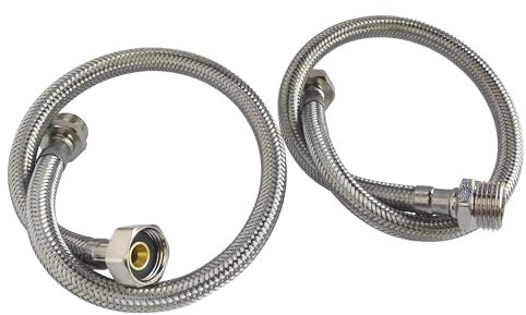 SOMATHERM FOR YOU, Lot de 2 flexibles sanitaires 1/2 - Longueur 500mm - Raccord mâle écrou tournant - Acier inoxydable tressé - Résistant, souple et conforme aux normes ACS et QB