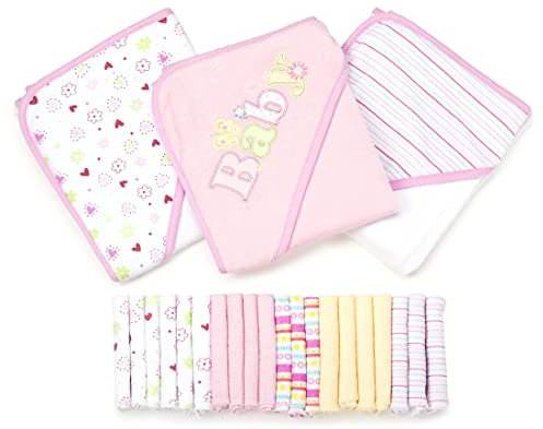 Spasilk, wesentliches 23-teiliges Baby-Bad Geschenk-Set, Rosa