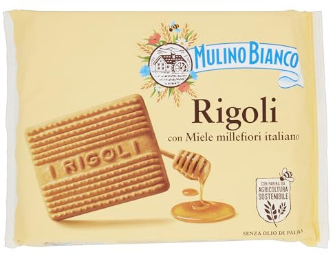 Mulino Bianco Biscotti Frollini Rigoli con Miele Italiano, Perfetti per la Colazione- 800 g