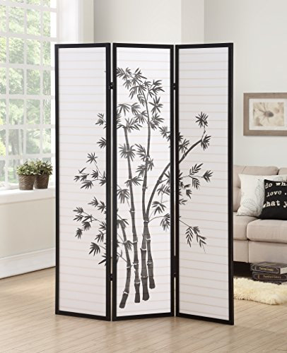 Roundhill Furniture 3-Panel Oriental Shoji Room Divider Screen, Black by Roundhill