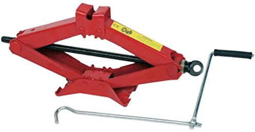 Brüder Mannesmann Scherenwagenheber Tragkraft 1.500 kg für Pkw, aus Stahl, Hubhöhe 100–365 mm, rot, inkl. Drehkurbel, kompakt für Reifenwechsel und Pannenhilfe, 1 Stück im Lieferumfang | M 009-T1000