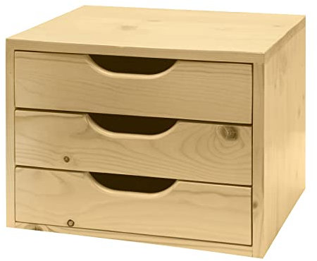 Schubladenbox Aufbewahrungsbox Holzbox Mini Kommode Ordnungsbox mit 3 Schubladen