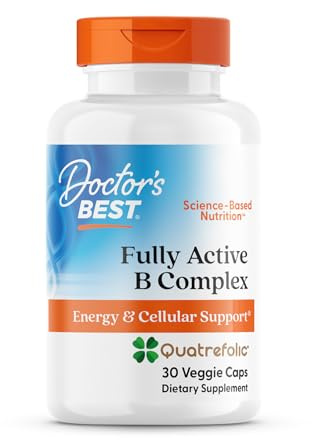 Doctor's Best Fully Active Vitamin B Complex Supplement for Men & Women - Super Complex with Methylated B12 & Folate, B6, Biotin, Pantothenic Acid, & More, Energy Support Caps - 30 Veggie Capsules