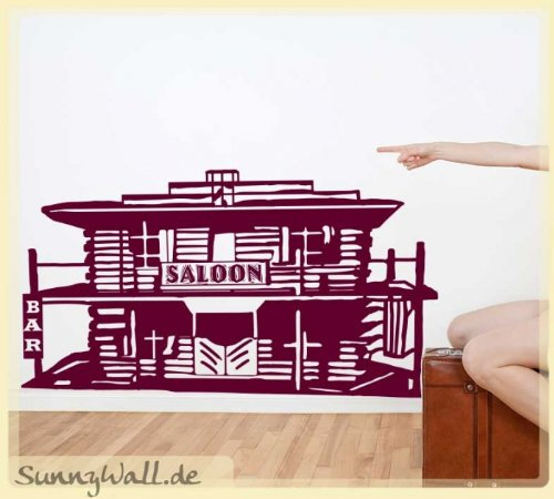 Sunnywall Wandtattoo Wandaufkleber Aufkleber - Western Saloon Kaktus Town Größe Größe 3