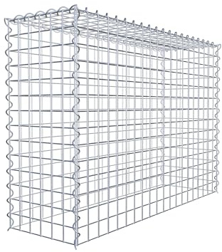 GABIONA Cesta para piedra (rectangular, malla de 5 x 5 cm, profundidad de 30 cm, cesta de cultivo tipo 3, cierre de espiral, galvanizada (100 x 70 x 30 cm)