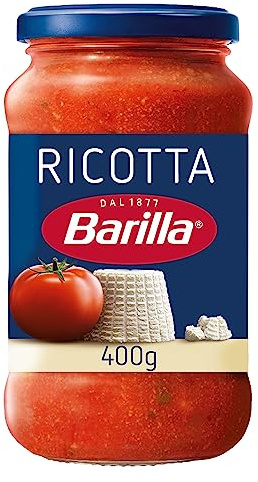 Barilla Pastasauce Ricotta – Ricotta-Sauce 1 Glas (1x400g) | Italienische Pasta-Sauce mit cremigen Ricotta-Flocken und kleinen Tomatenstücken