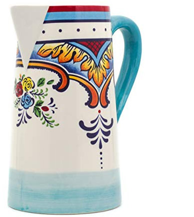 Euro Ceramica Inc. YP-ZB-1010 Zanzibar-Pitcher 9.25 h, Earthenware, Floral