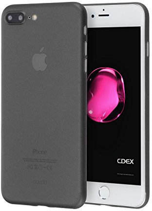 doupi UltraSlim Hülle kompatibel für iPhone 8 Plus / 7 Plus (5,5 Zoll), Ultra Dünn Fein Matt Oberfläche Handyhülle Cover Bumper Schutz Schale Hard Case Taschenschutz Design Schutzhülle, schwarz