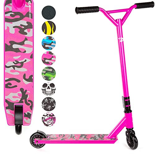 Land Surfer Stunt Scooter Stunt Roller mit 360° drehbarem Deck ab 8 Jahren - Rosa Camouflage