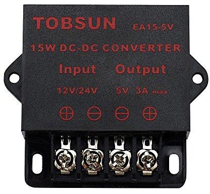DUMVOIN DC 12V 24V a 5V 3A 15W Convertidor Reductor Regulable Fuente de Alimentación Regulada 5V Transformadores Power Supply para Pantallas LED, Automóviles, Electricidad etc.