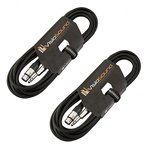 VisioSound 2 x Female XLR to 6.35mm Stereo Jack Lead/Balanced Signal Patch Cable / 2 Pack 6m Black/Black
